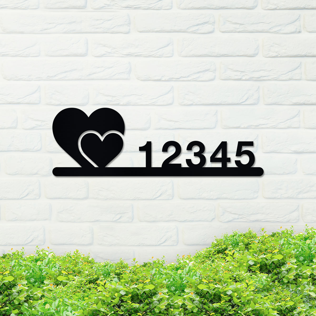 Hearts house num – White brick wall