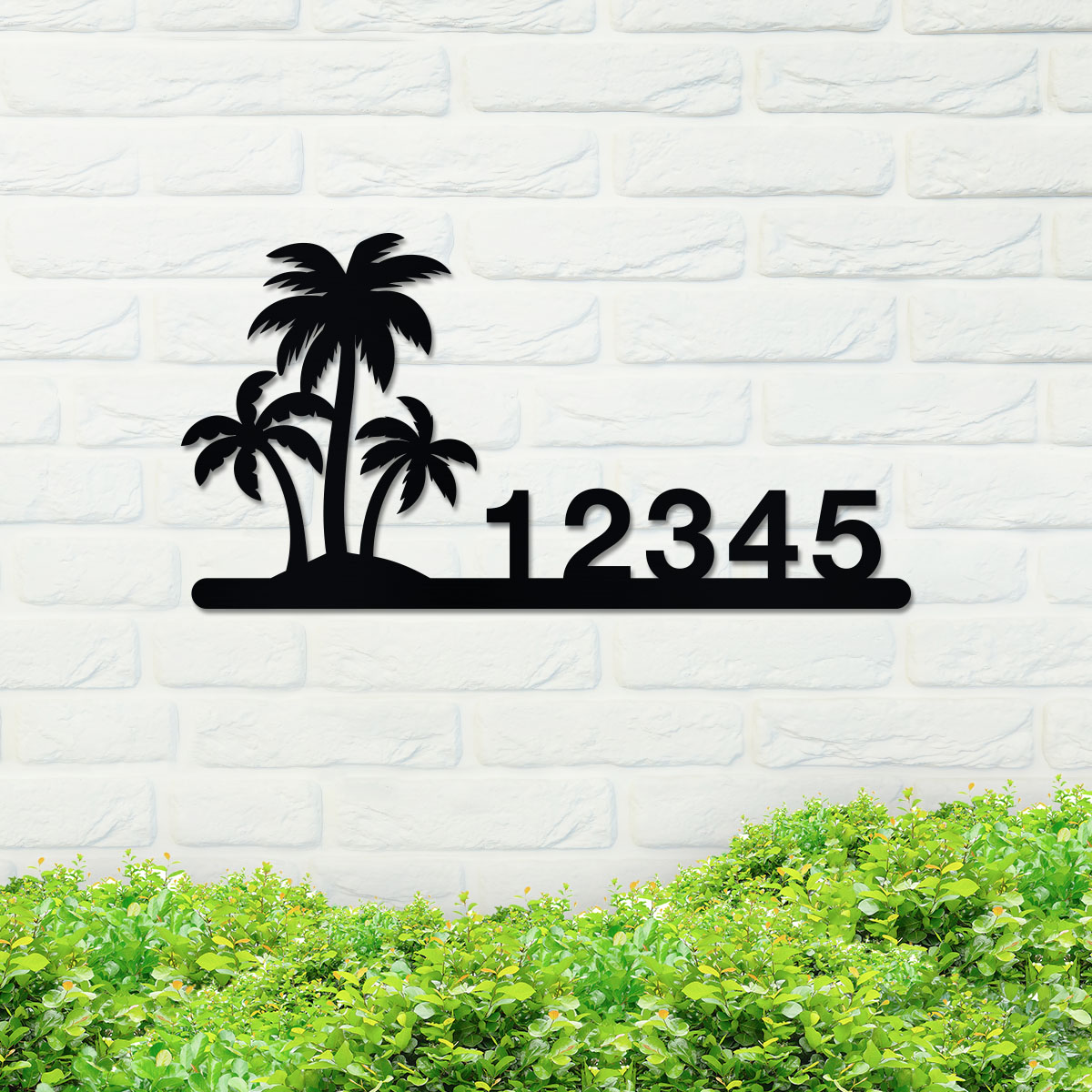Palm house num – White brick wall